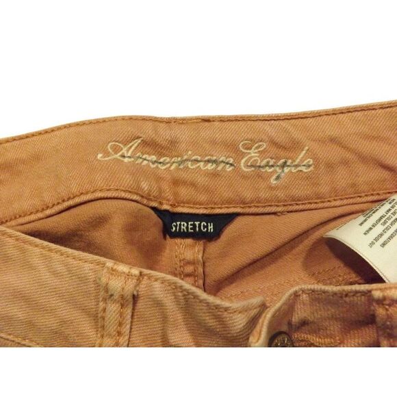 American Eagle Jeans Women Sz 0 Regular Skinny Stretch Peach Straight Leg - Picture 6 of 9